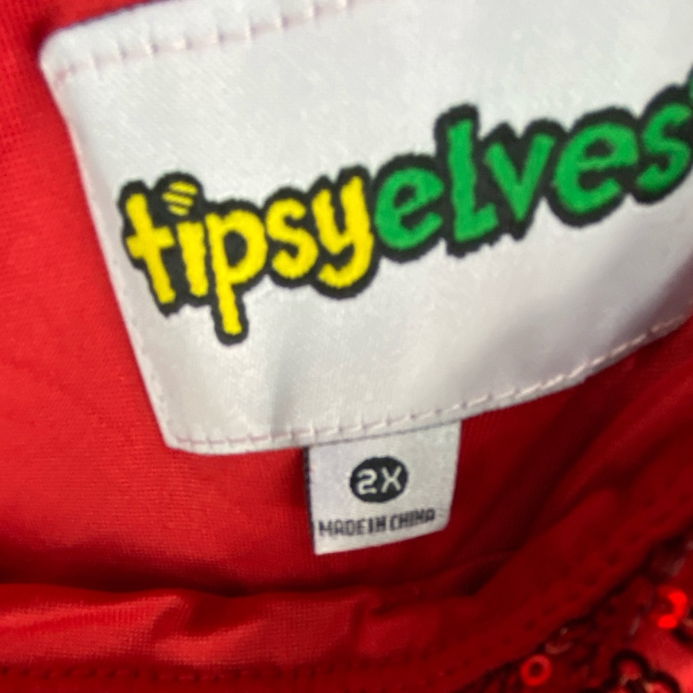 TIPSY ELVES Red Sequin High Waisted Leggings Women’s Size 2X - Picture 4 of 7